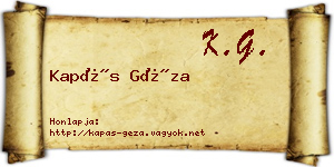 Kapás Géza névjegykártya