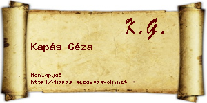 Kapás Géza névjegykártya